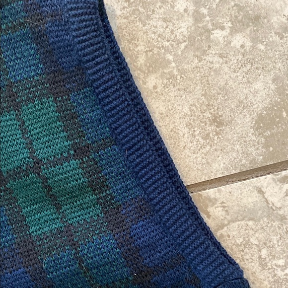 Pendleton Blue and Green Crewneck Sweater Classic Tartan Vintage Wool - Picture 4 of 5